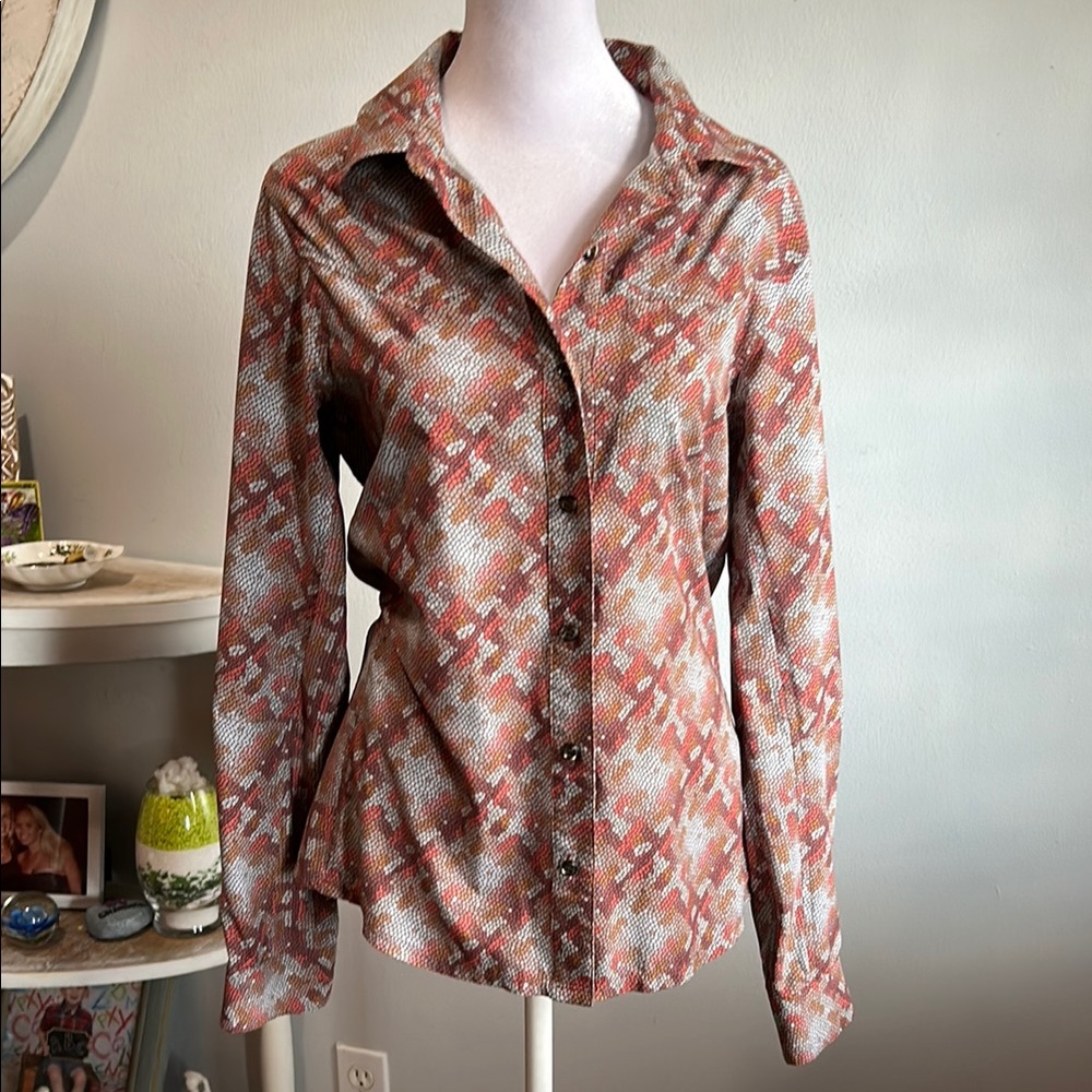 [Club Ride] Pattern Button Down Blouse - Size Small